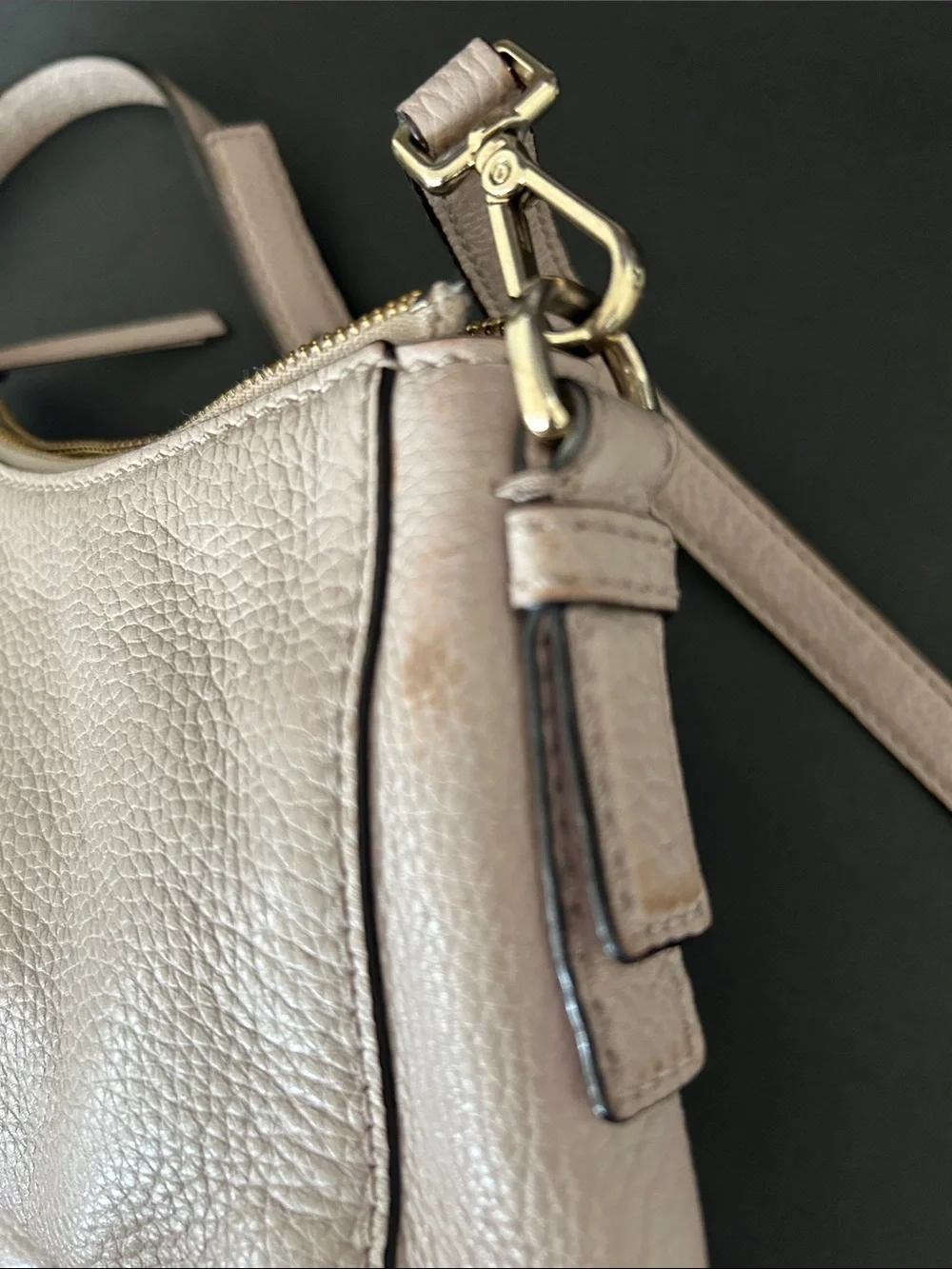 kate spade Pebbled Leather Shoulder Crossbody in Taupe